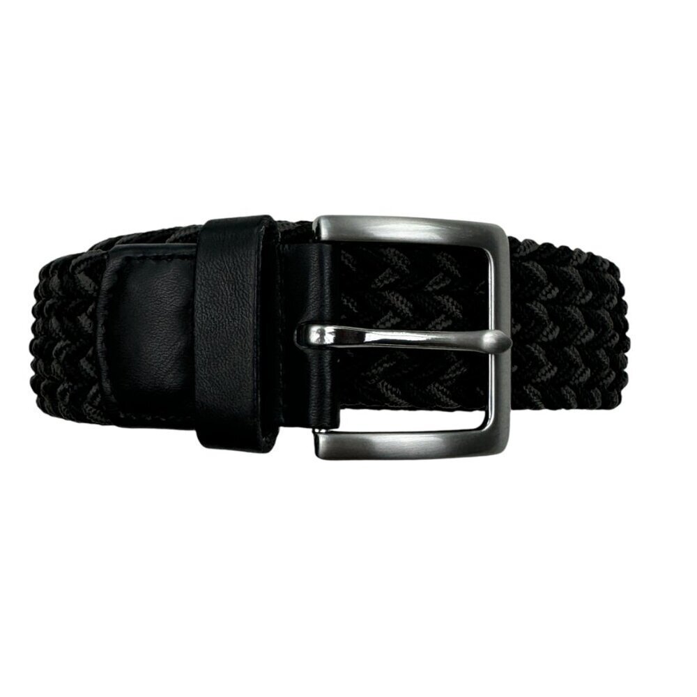 Gap Braided Elastic/Stretch Gray/Black Leather Belt Men's Size Medium